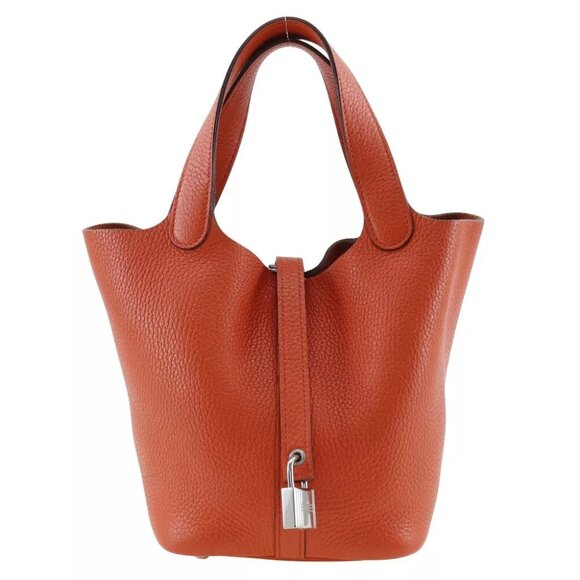 Hermes Handbags - HERMES Picotin LockPM Handbag Orange / SilverHardware Taurillon Clemence Women